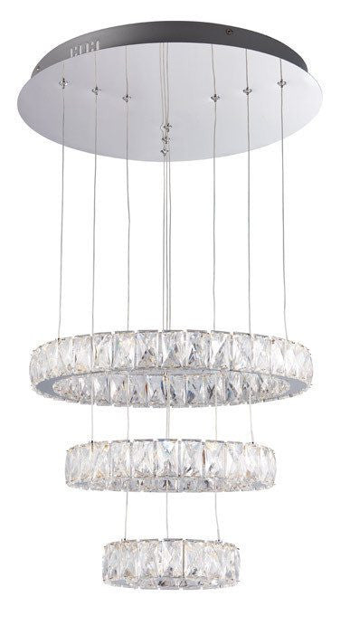 Domestic Lighting - Swayze 40 Watt Warm White (2700K) LED 3-Ring Chrome Pendant
