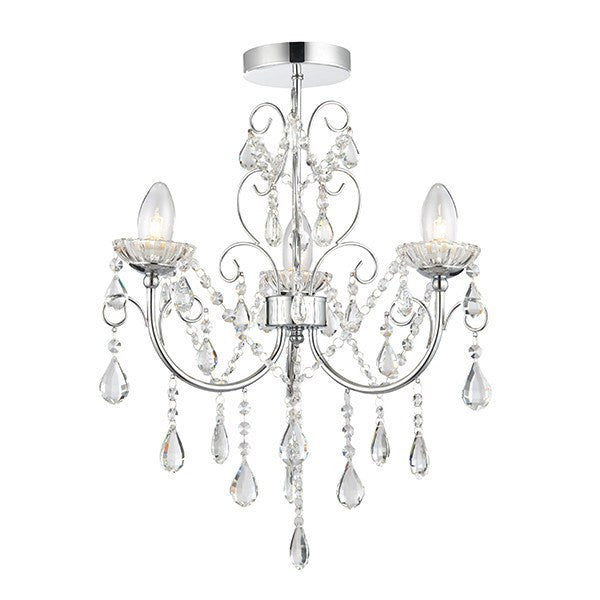 Domestic Lighting - Tabitha 3 X 18 Watt IP44 Clear Crystal Glass Bathroom Light