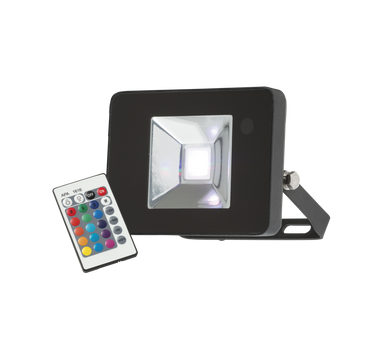 10W 230V IP65 RGB LED Black Die-Cast Aluminium Floodlight