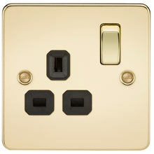 13A 1G DP Flat Plate Switched Socket with Black Inserts - Steel City Lighting