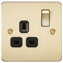 13A 1G DP Flat Plate Switched Socket with Black Inserts - Steel City Lighting