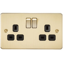 13A 2G DP Flat Plate Switched Socket with Black Inserts - Steel City Lighting