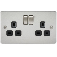 13A 2G DP Flat Plate Switched Socket with Black Inserts - Steel City Lighting