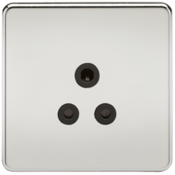 Accessories - 5A Screwless Round Pin Unswitched Socket With Black Inserts