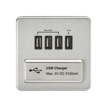Accessories - Screwless 1G Quad USB Charger Outlet With Black Inserts