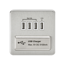 Accessories - Screwless 1G Quad USB Charger Outlet With White Inserts