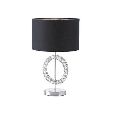 Domestic Lighting - 40 Watt Edgeware Table Lamp - Chrome Plate Black Cotton Mix