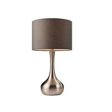 Domestic Lighting - 40 Watt Piccadilly Touch Table  - Satin Nickel Dark Grey Cotton Mix