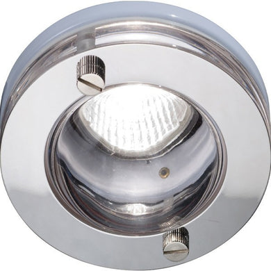 Domestic Lighting - 50 Watt GU10 IP65 Chrome Round Downlight With Clear Glass