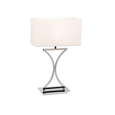 Domestic Lighting - 60 Watt Epalle Table Lamp -  Chrome Plate White Cotton Mix