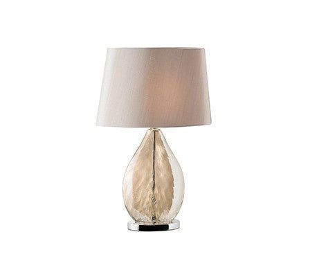 Domestic Lighting - 60 Watt Kew Table Lamp - Gold Effect Glass Mink Faux Silk