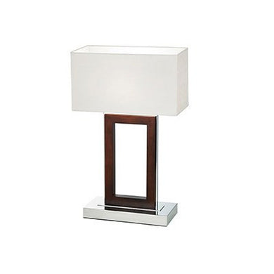 Domestic Lighting - 60 Watt Portal Table Lamp - Dark Wood Cream Faux Suede