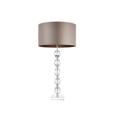 Domestic Lighting - 60 Watt Verdone Table Lamp - Clear Crystal Glass Taupe Silk