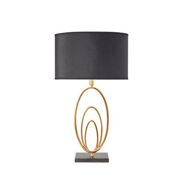 Domestic Lighting - 60 Watt Vilana Table Lamp - Black Faux Silk Antique Gold Leaf