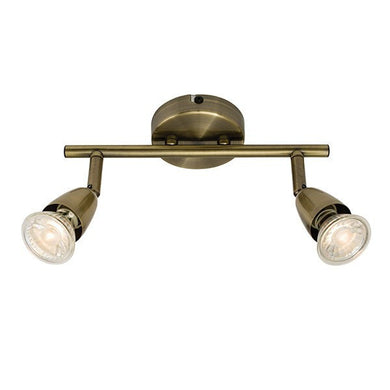 Domestic Lighting - Amalfi 2 X 50 Watt GU10 Antique Brass Twin Bar Spot Light