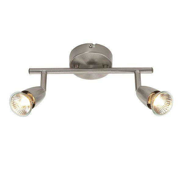 Domestic Lighting - Amalfi 2 X 50 Watt GU10 Satin Nickel Twin Bar Spot Light