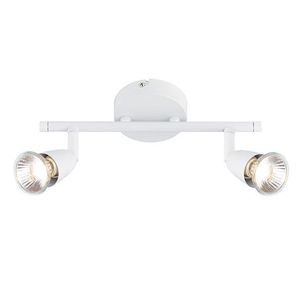 Domestic Lighting - Amalfi 2 X 50 Watt GU10 Twin Bar Gloss White Spot Light