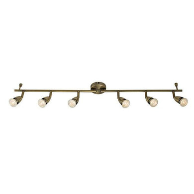 Domestic Lighting - Amalfi 6 X 50 Watt GU10 Antique Brass Bar Spot Light