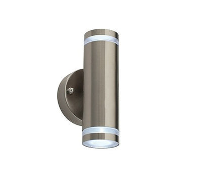 Domestic Lighting - Aura 2-Light LED Stainless Steel Finish IP44 Wall Light