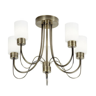 Domestic Lighting - Baxter 5 X 33 Watt Antique Brass Ceiling Light