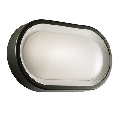 Domestic Lighting - Corden 18 Watt IP65 Warm White (3000K) LED Oval Matt White And Graphite Bulkhead
