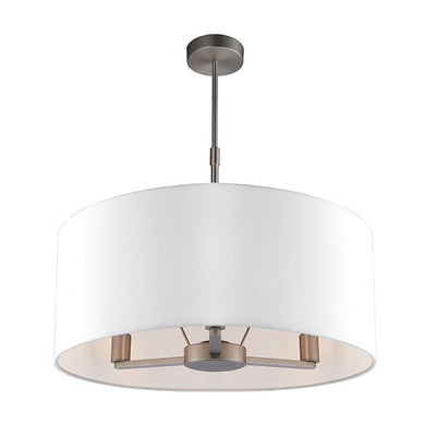 Domestic Lighting - Daley 3 X 40 Watt Matt Nickel And White Faux Silk Pendant