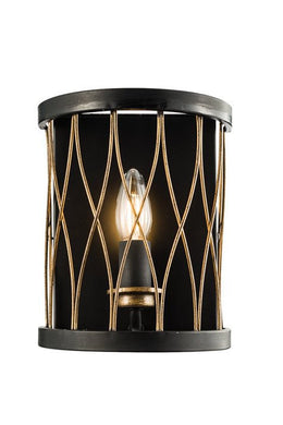 Domestic Lighting - Heston 40 Watt Matt Black And Rustic Bronze Wall Light