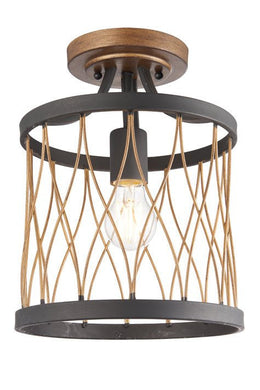 Domestic Lighting - Heston 60 Watt Matt Black And Rustic Bronze Ceiling Light