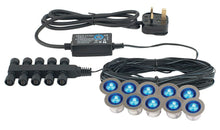 Domestic Lighting - Ikon Round 30mm 10-Head Blue LED Decking Kit