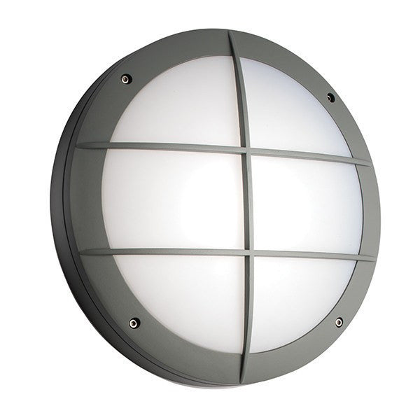 Domestic Lighting - Luik 18 Watt IP65 Natural White (4200K) LED Textured Grey Grill Bulkhead