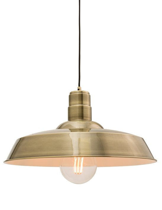 Domestic Lighting - Moore 60 Watt Antique Brass Pendant