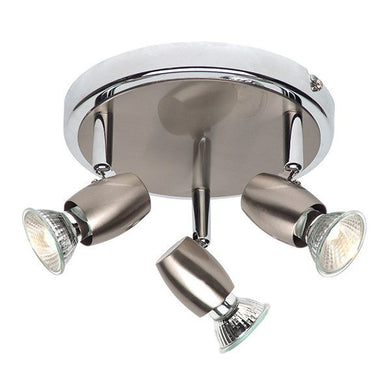 Domestic Lighting - Palermo 50 Watt GU10 Brushed Chrome Triple Spot Light