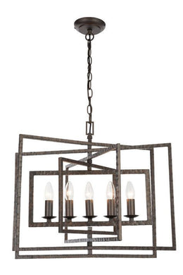 Domestic Lighting - Tibbet 5 X 40 Watt Hammered Bronze Pendant
