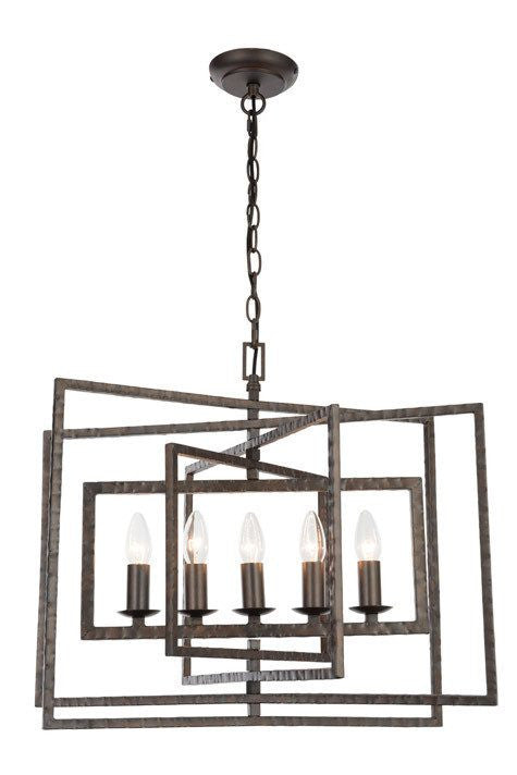 Domestic Lighting - Tibbet 5 X 40 Watt Hammered Bronze Pendant