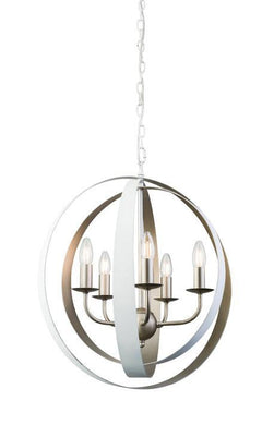 Domestic Lighting - Toro 5 X 40 Watt Vintage Champagne And Matt White Pendant