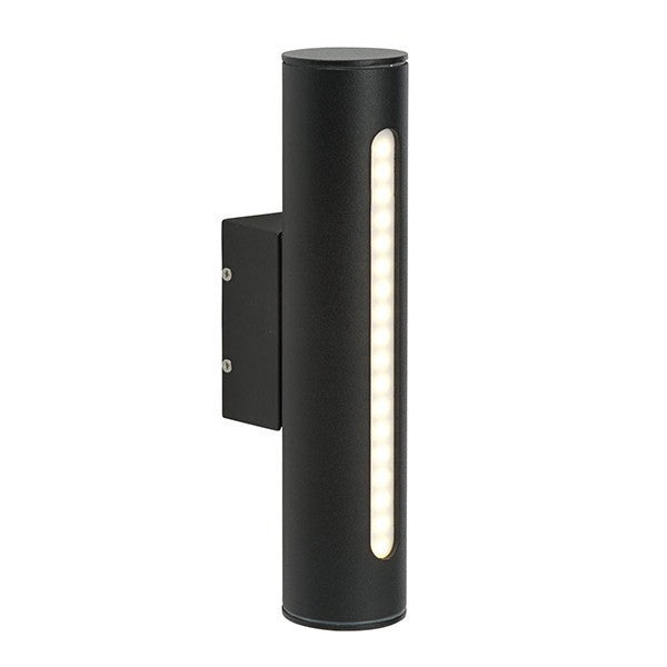 Domestic Lighting - Twin 3.5 Watt IP44 Warm White (3000K) LED Textured Black Wall Light