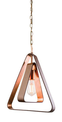 Domestic Lighting - Wilder 60 Watt Copper Leaf And Tan Leather Pendant