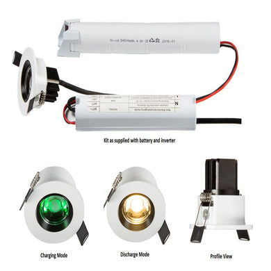 Emergency Lighting - 5 Watt 400lm LED Non Maintained White Downlight Kit