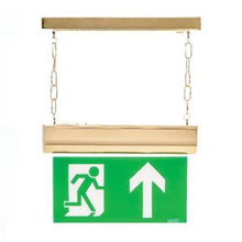 Emergency Lighting - Brass LED 1 Metre Chain Suspended NM/M3 Self Test Exit Sign