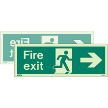 Emergency Lighting - Double Sided Arrow Left/Right Rigid Photoluminescent Fire Exit Sign,17 Metre Viewing Distance