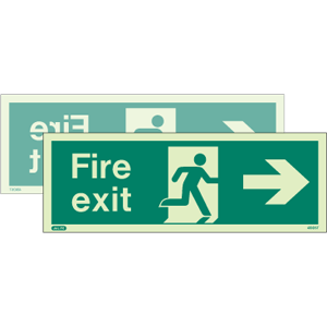 Emergency Lighting - Double Sided Arrow Left/Right Rigid Photoluminescent Fire Exit Sign,17 Metre Viewing Distance