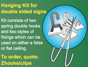 Emergency Lighting - Suspension Hooks And Clips For Use With DST Double Sided Fire Exit Signs