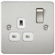 13A 1G DP Flat Plate Switched Socket with White Inserts - Steel City Lighting