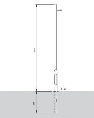 Floodlights - 3 Metre Tubular Steel Rooted Column