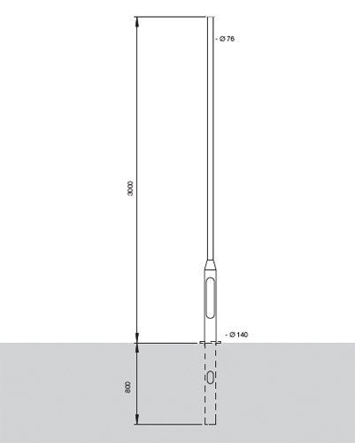 Floodlights - 3 Metre Tubular Steel Rooted Column