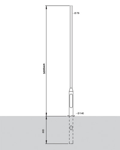 Floodlights - 5 Meter Tubular Steel Rooted Column