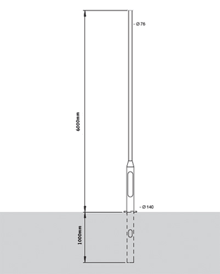 Floodlights - 6 Meter Tubular Steel Rooted Column