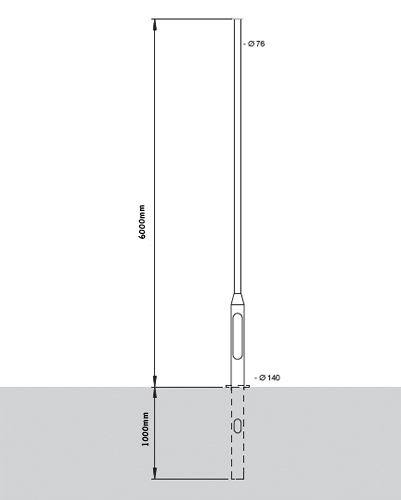 Floodlights - 6 Meter Tubular Steel Rooted Column