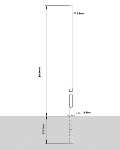 Floodlights - 8 Meter Tubular Steel Rooted Column