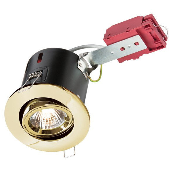 LED Lighting - 50 WATT TILT GU10 230V IC FIRE RATED DOWNLIGHT - BRASS